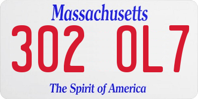 MA license plate 302OL7