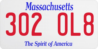 MA license plate 302OL8