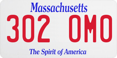MA license plate 302OM0