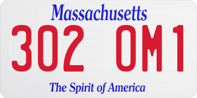 MA license plate 302OM1