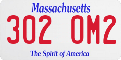MA license plate 302OM2