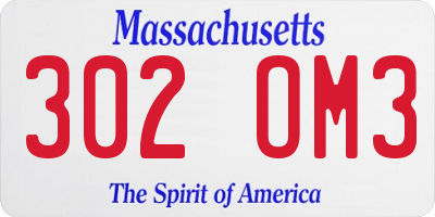 MA license plate 302OM3
