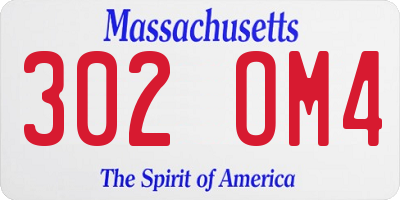 MA license plate 302OM4