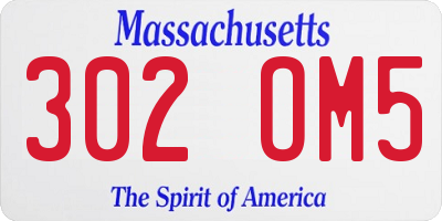 MA license plate 302OM5