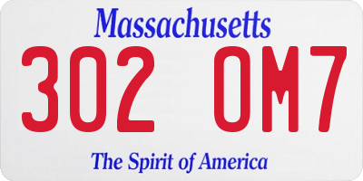 MA license plate 302OM7