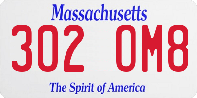MA license plate 302OM8