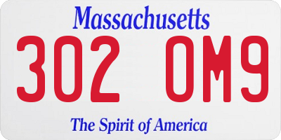 MA license plate 302OM9