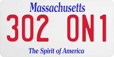MA license plate 302ON1