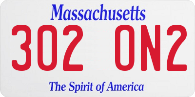 MA license plate 302ON2