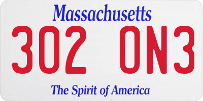 MA license plate 302ON3