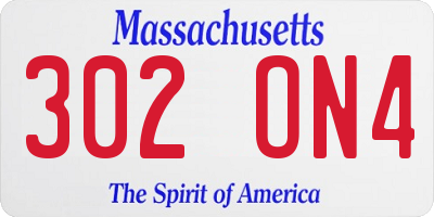 MA license plate 302ON4