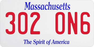 MA license plate 302ON6