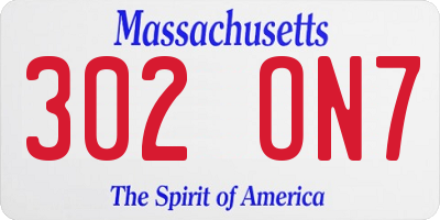 MA license plate 302ON7