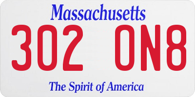 MA license plate 302ON8