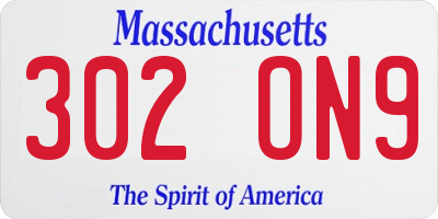 MA license plate 302ON9