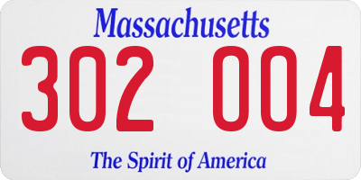 MA license plate 302OO4