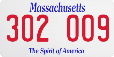 MA license plate 302OO9