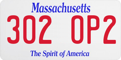 MA license plate 302OP2