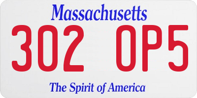 MA license plate 302OP5