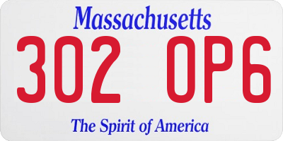 MA license plate 302OP6