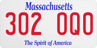 MA license plate 302OQ0