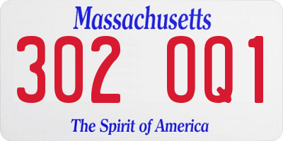 MA license plate 302OQ1