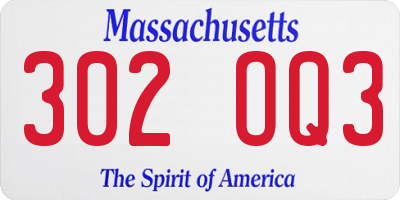 MA license plate 302OQ3