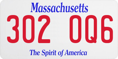 MA license plate 302OQ6