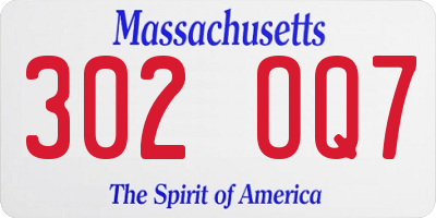 MA license plate 302OQ7