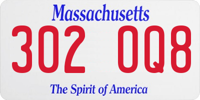 MA license plate 302OQ8