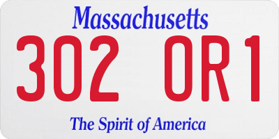 MA license plate 302OR1