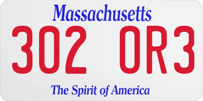 MA license plate 302OR3