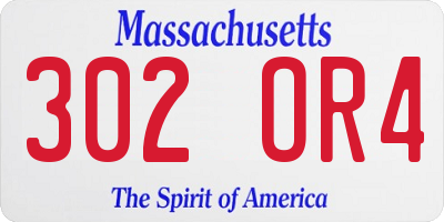 MA license plate 302OR4