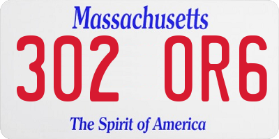 MA license plate 302OR6