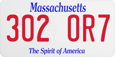 MA license plate 302OR7