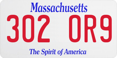 MA license plate 302OR9