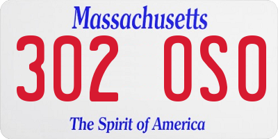 MA license plate 302OS0