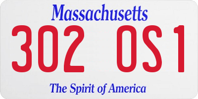 MA license plate 302OS1