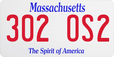 MA license plate 302OS2