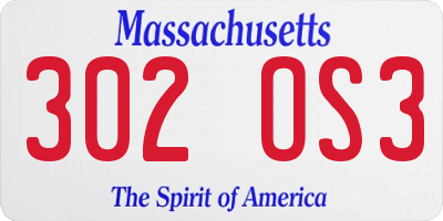 MA license plate 302OS3