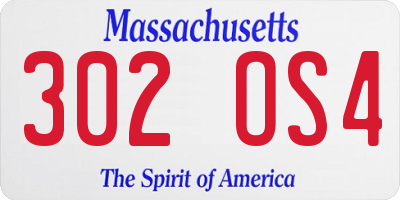MA license plate 302OS4