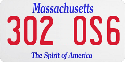 MA license plate 302OS6