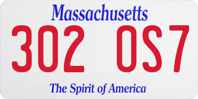 MA license plate 302OS7