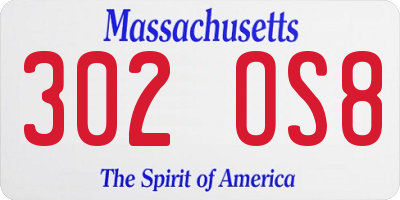 MA license plate 302OS8