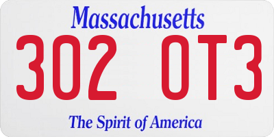 MA license plate 302OT3