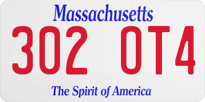 MA license plate 302OT4