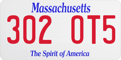 MA license plate 302OT5