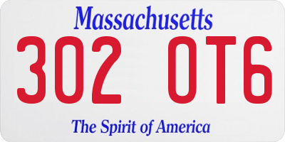 MA license plate 302OT6