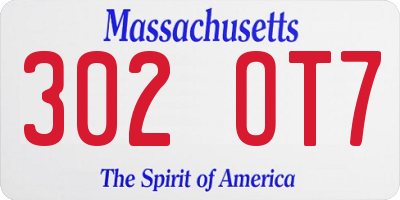 MA license plate 302OT7