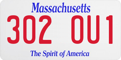 MA license plate 302OU1